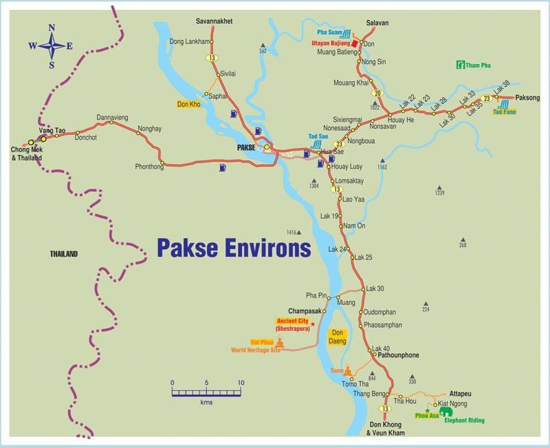 מפה של pakse לאוס