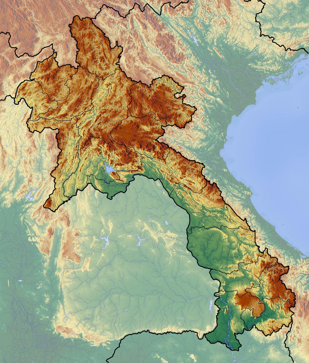 מפה של לאוס טופוגרפית